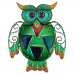 Dcoration murale Hibou en mtal et verre Vert 15 cm