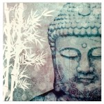 Cadre en toile Zen Bouddha et bambou 20 x 20 cm