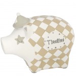 Tirelire Cochon - Arlequin chapeau beige