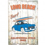 Cadre Vintage Car Long Beach en bois  suspendre 60 x 40 cm