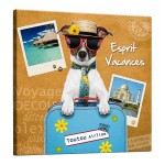 Cadre en toile chien esprit vacances 40 x 40 cm