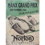 Plaque mtal Rtro Norton Manx Grand Prix 30 x 40 cm