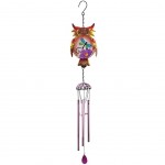 Carillon Hibou en mtal et verre Rouge