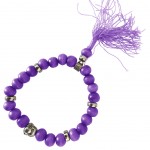 Bracelet mala tibtain en bois et tte de bouddha - Violet