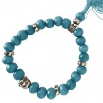 Bracelet mala tibtain en bois et tte de bouddha - Turquoise