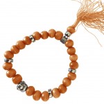 Bracelet mala tibtain en bois et tte de bouddha - Orange