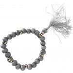 Bracelet mala tibtain en bois et tte de bouddha - Gris