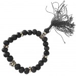Bracelet mala tibtain en bois et tte de bouddha - Noir