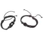 Bracelets tresss en cuir noir et brun en set de deux