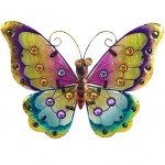 Dcoration murale Papillon en mtal et verre multicolore 21 x 25