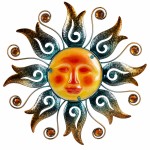 Décoration murale Soleil en métal et verre Or et Bleu 39 cm Décoration murale Soleil en métal et verre Or et Bleu 39 cm