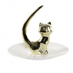 Support  bijoux Renard en porcelaine Or et Blanc - 11.5 cm