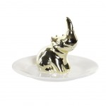 Support à bijoux Rhinocéros en porcelaine Or et Blanc - 11.5 cm
