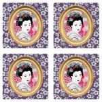 Set de 4 dessous de verres carrs Geisha by Cbkreation