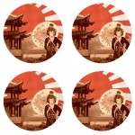 Set de 4 dessous de verres ronds Dcor Japon by Cbkreation