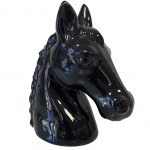 Tirelire buste de cheval en cramique noire