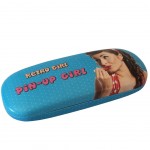 Etui  lunettes Pin Up Retro Girl bleu  pois