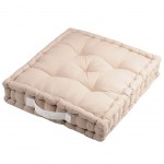 Coussin de sol uni en coton 45 x 45 x 10 cm - Ecru et Lin