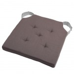 Galette de chaise rversible gris et perle en coton 38 x 38 cm