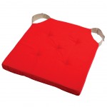 Galette de chaise rversible rouge et lin en coton 38 x 38 cm