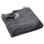 Plaid Mellow  pompons Gris Anthracite 130 x 160 cm