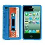 Coque silicone IPHONE 5 cassette audio bleue