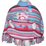 Poncho Charlotte aux fraises bleu 2-4 ans