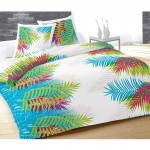 Housse de couette Tropical motif Bleu et 2 taies 220 x 240 cm