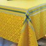 Nappe Jacquard enduite Bilbao curry 150 x 150 cm