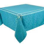 Nappe Jacquard enduite Bilbao couleur turquoise 150 x 150 cm