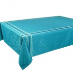 Nappe Jacquard enduite Bilbao couleur turquoise 150 x 250 cm