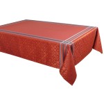 Nappe Jacquard enduite Bilbao couleur tomette 150 x 300 cm