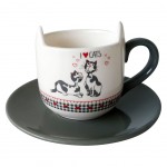 Tasse I Love Cats et sous tasse en cramique