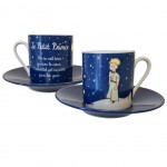 Tasses à café Le Petit Prince de St Exupéry bleu nuit set de 2