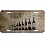 Plaque mtal Les Bouteilles de Bordeaux 30 x 15 cm
