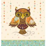 Carte 3 volets dcoupe avec dorures - Hibou