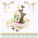 Carte 3 volets dcoupe avec dorures - Cage Happy Birthday