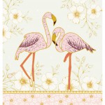 Carte 3 volets dcoupe avec dorures - Flamants-Roses