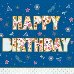 Carte 3 volets dcoupe avec dorures - Happy Birthday