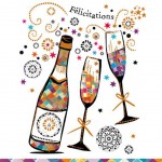 Carte 2 volets avec enveloppe - Flicitations - Champagne