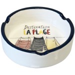 Cendrier rond en cramique 10 cm - destination la plage