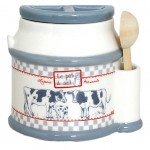 Pot  gros sel avec cuillre de bois Collection Milk
