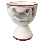 Coquetier en gr�s d�cor Poules Maison de Campagne