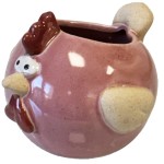 Mini cache-pot poulette rose en cramique 7 cm