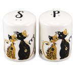 Sali�re et poivri�re chats noir et or