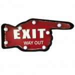 Pancarte Main Exit Way out rtro en bois lumineuse