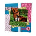 Cadre Cheval Patchwork en toile imprim�e 28 x 28 cm