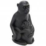 Figurine Maman singe et son bébé en résine 15 cm