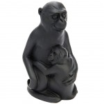 Figurine Maman singe et son bb en rsine 15 cm