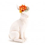 Figurine Dcorative Lapin avec une couronne de Fleurs 14 cm